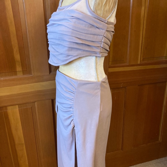 Ruched Crop Cami Top & Split Skirt Set. - Picture 6 of 15